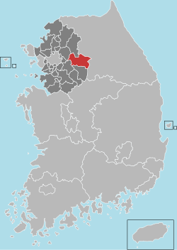 杨平郡在韓國及京畿道的位置