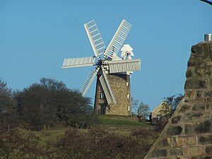 Die sechsflügelige Heagewindmühle in Derbyshire, Vereinigtes Königreich