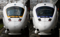 885系原「白鷗號」塗裝（左）與後統一採用的「音速號」塗裝