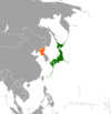 Location map for Japan and North Korea.