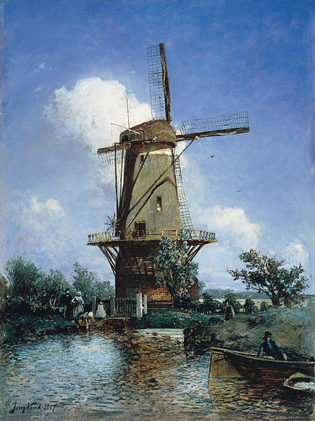  Ян Бартолд Йонгкинд, 449px-Johan_Barthold_Jongkind_-_Windmolen_bij_Delft