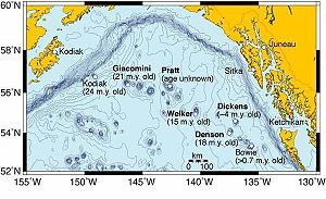 Карта цепи подводных гор Кадьяк – Боуи