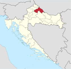 Koprivnica-Križevci County within Croatia