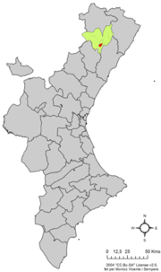 Localização do município de La Torre d'En Besora na Comunidade Valenciana