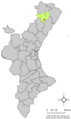 Розташування муніципалітету Ла-Торре-д'ен-Безора у автономній спільноті Валенсія