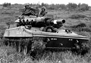 The U.S. M551 Sheridan was an air-mobile light tank with a 152 mm gun/missile launcher.