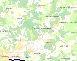 Mapa obce Antonne-et-Trigonant