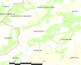 Mapa obce Nizan-Gesse