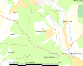 Mapa obce Vyans-le-Val