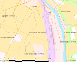 Mapa obce Sotteville-lès-Rouen