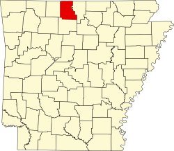 map of Arkansas highlighting Marion County