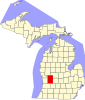 Map of Michigan highlighting Kent County Map of Michigan highlighting Kent County.svg