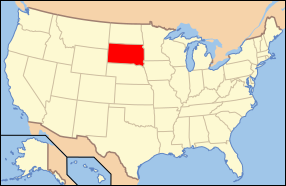 Map of USA with South Dakota highlighted