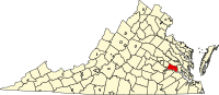 チャールズシティ郡の位置を示したバージニア州の地図