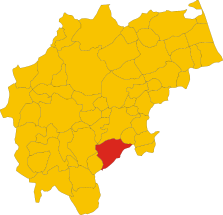 Map of comune of Sarnano (province of Macerata, region Marche, Italy).svg