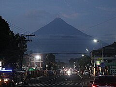 Mount Mayon night view from National Road, Camalig Poblacion