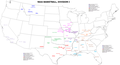 Image 2A map of all NAIA Division I basketball teams. (from College basketball)