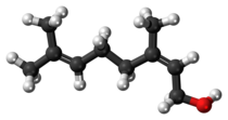 Ball-and-stick model of the nerol molecule