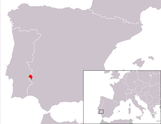 Localização do município de Olivença na Península Ibérica