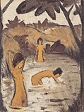 「池で水浴びする3人の女」(c.1912)