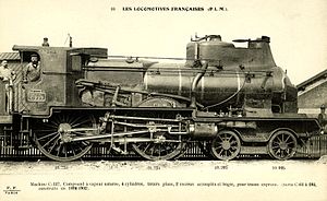 Lokomotive C 127 der PLM auf einer Postkarte