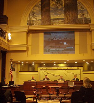 Portland City Council in chambers at Portland ...