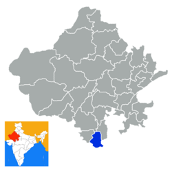 Расположение района Бансвара в Раджастане