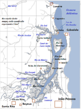 Carte de l'estuaire du Rio Paraíba.