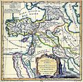 نقشهٔ تمدن‌های کهن رسم‌شده در ۱۷۶۲ م. به همراه نام خلیج فارس