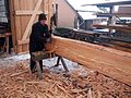 Hewing timber with a broadaxe in Germany