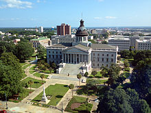 View of the South Carolina State House with the Confederate Monument in front