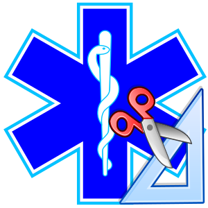 The Star of Life symbol with a scissor and rul...