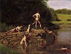 Das Gemälde „Swimming“ von Thomas Eakins (1885)
