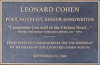 Leonard Coheni eskainitako plaka.