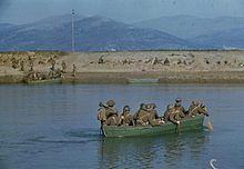 British Royal Engineers of the 46th Infantry Division cross the Garigliano river, 19 January 1944 The Crossing of the Garigliano River by the Fifth Army, Lauro, Italy, 19 January 1944 TR1522.jpg