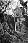 La mort de Fafnir, dessin de 1899 par Howard Pyle (1853–1911).