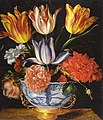 Juan van der Hamen y León (?), Strauß mit Tulpen, Rosen und Mohn, 29,5 × 25,8 cm, Öl auf Kupfer, Privatsammlung in New York