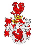 Wappen derer von Hahn, Kurland und Oesel: roter Hahn