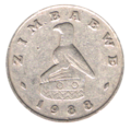Mặt sau của đồng mười cent không còn được sử dụng với hình ảnh chú Chim Zimbabwe