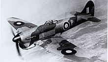 Tempest Mk. V prototype with bubble canopy and Mk. V tail, but with 20 mm Hispano Mk. II guns. 15 Hawker Tempest (15834185691).jpg