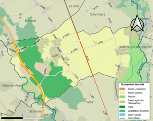 Carte en couleurs présentant l'occupation des sols.