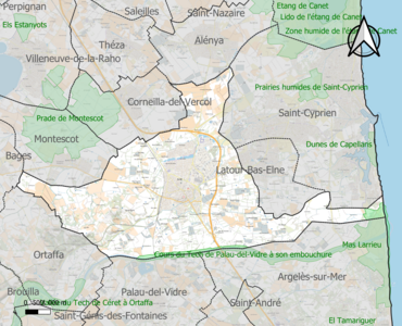 Carte des ZNIEFF de type 1 sur la commune.