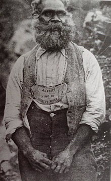 Aboriginal Man wearing a breastplate inscribed "Albert King of George's River"