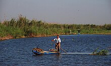 Een visser op het Maryut-meer