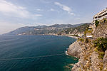 Mountainous coastline.