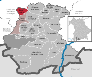 Li position de Bad Bayersoien in li Subdistrict Garmisch-Partenkirchen