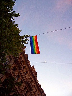 Bandera Gay en la Marcha del Orgullo LGBT 2008...