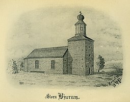 Kyrkan på teckning 1881.