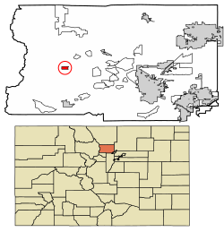 Location of Ward in Boulder County, Colorado.