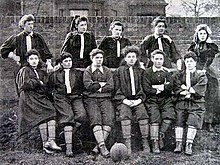 North team of the British Ladies', the first organised women's football team, here pictured in March 1895 British Ladies Football Club.jpg